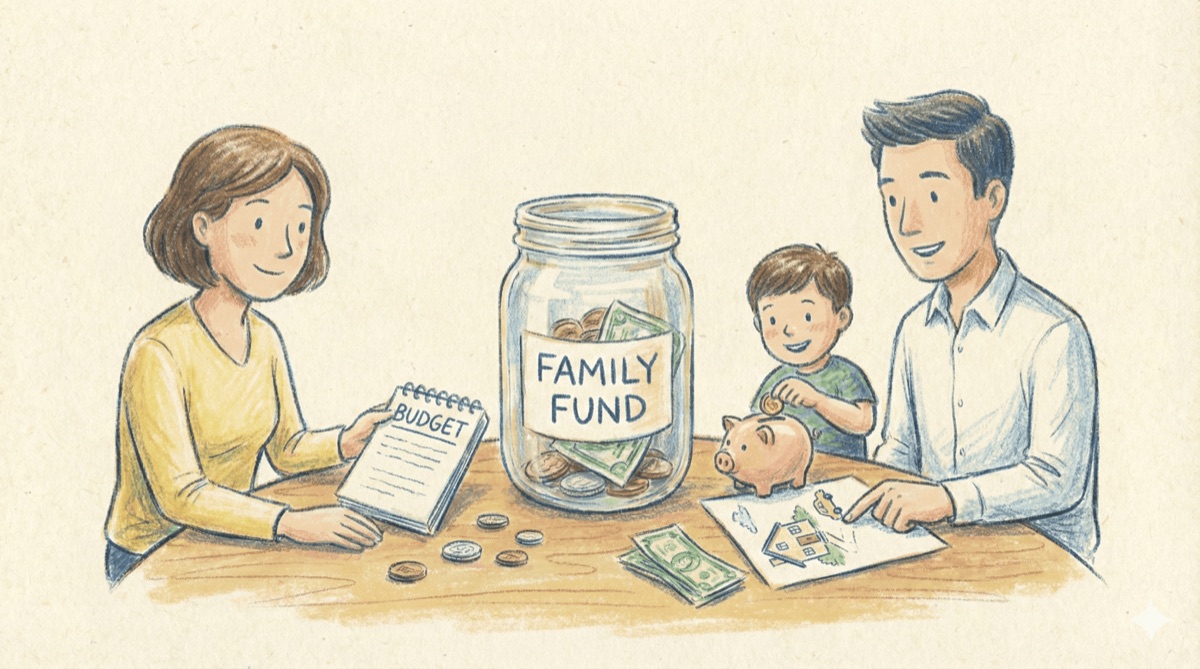 Family planning their budget together